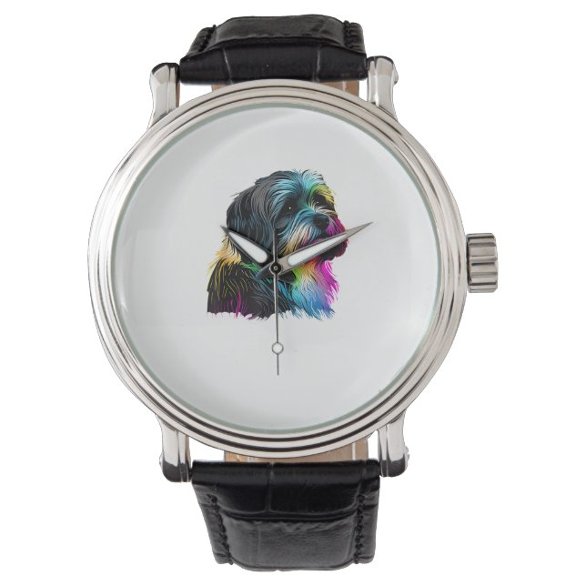 Havanese Dog Pop Art Design Havanese Armbanduhr (Vorderseite)