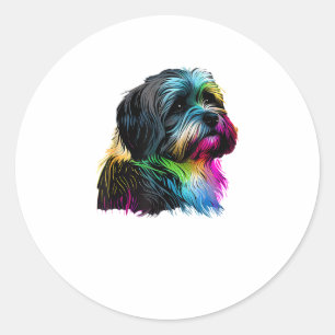Havanese Dog Pop Art Design Havanese Runder Aufkleber