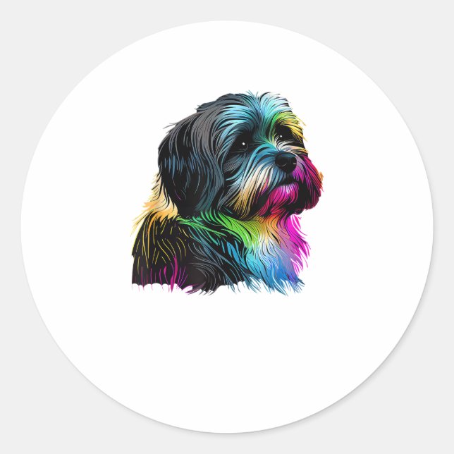 Havanese Dog Pop Art Design Havanese Runder Aufkleber (Vorderseite)