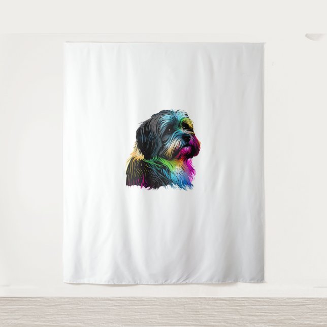 Havanese Dog Pop Art Design Havanese Wandteppich (Vorderseite)