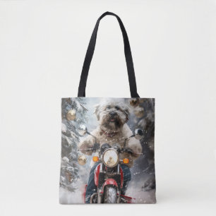 Havanese Dog Riding Motorrad Weihnachten