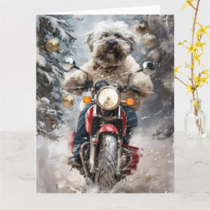 Havanese Dog Riding Motorrad Weihnachten Karte