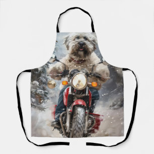 Havanese Dog Riding Motorrad Weihnachten Schürze