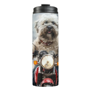 Havanese Dog Riding Motorrad Weihnachten Thermosbecher