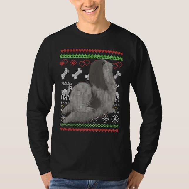 Havanese Dog Santa Claus Ugly Christmas Pattern X T-Shirt (Vorderseite)