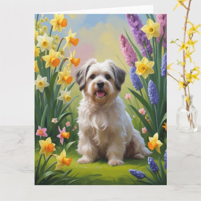 Havanese Dog Spring Blumen Malerei Karte (Gelbe Blume)