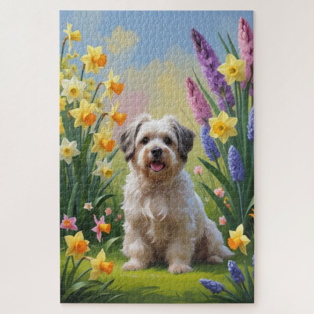 Havanese Dog Spring Blumen Malerei Puzzle (Vertikal)