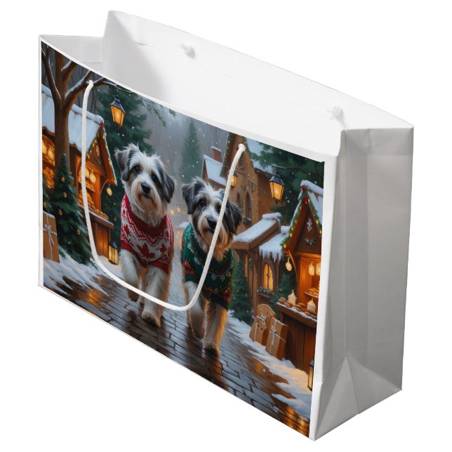 Havanese Dogs Christmas Snow Holiday  Große Geschenktüte (Vorderseite Schrägansicht)
