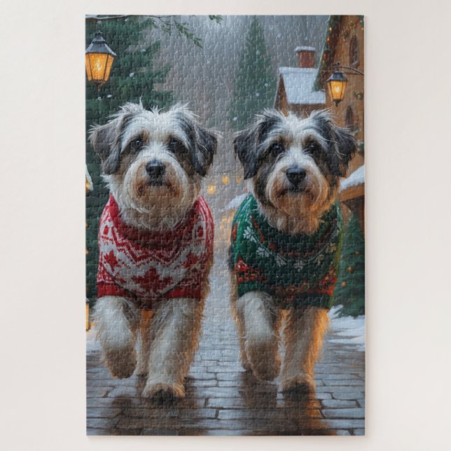 Havanese Dogs Christmas Snow Holiday  Puzzle (Vertikal)