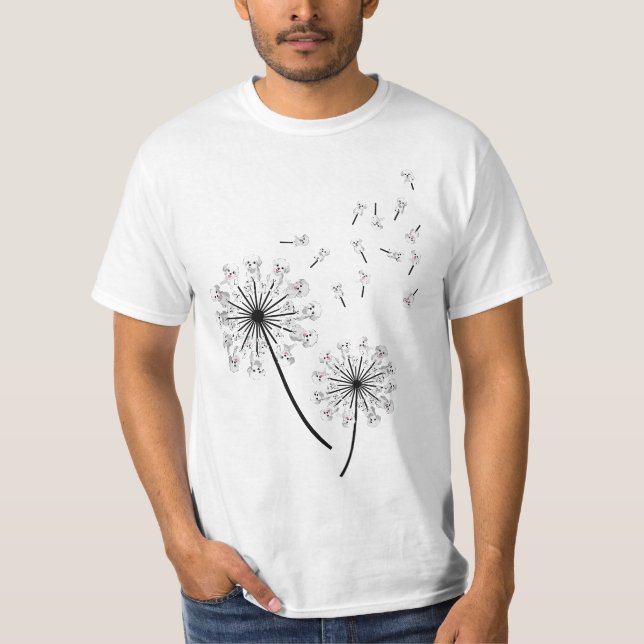Havanese Flower Fly Dandelion Funny Dog Lover  T-Shirt (Vorderseite)