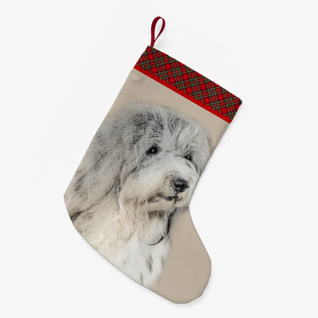 Havanese (Gold Sable) Malerei - Original Hunde Kun Kleiner Weihnachtsstrumpf (Vorderansicht (hängend))