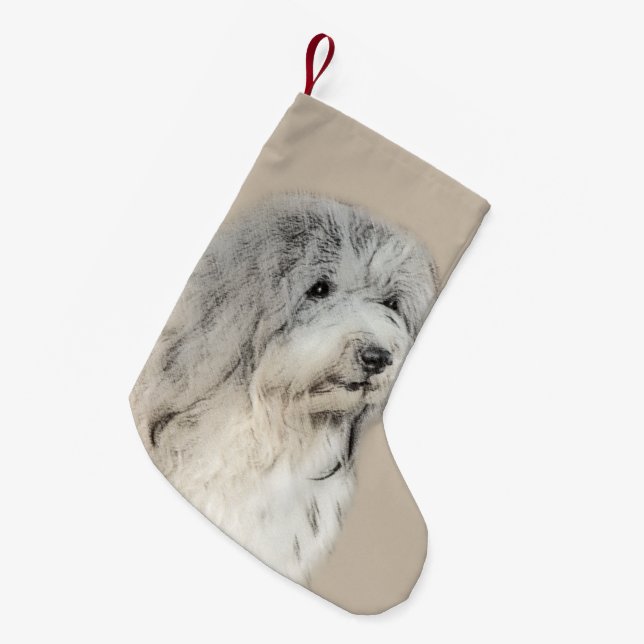 Havanese (Gold Sable) Malerei - Original Hunde Kun Kleiner Weihnachtsstrumpf (Vorderansicht (hängend))