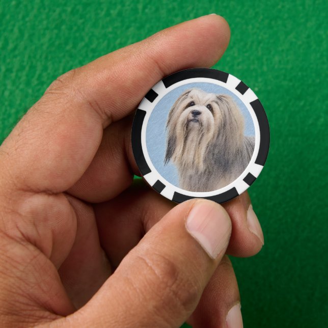 Havanese (Gold Sable) Malerei - Original Hunde Kun Pokerchips (Hand)