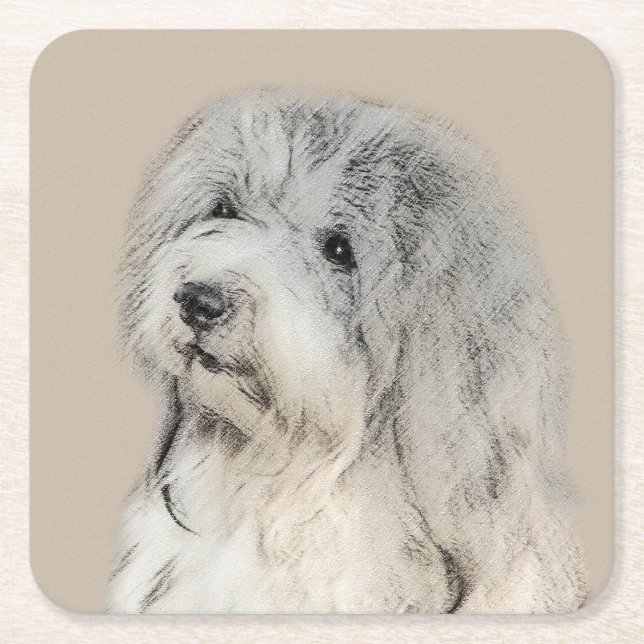 Havanese (Gold Sable) Malerei - Original Hunde Kun Rechteckiger Pappuntersetzer (Vorderseite)