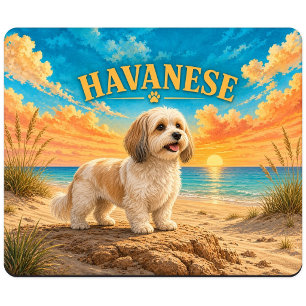 Havanese, Gulf Beach Vintage-Wasserfarben-Hunde-Ku Mousepad