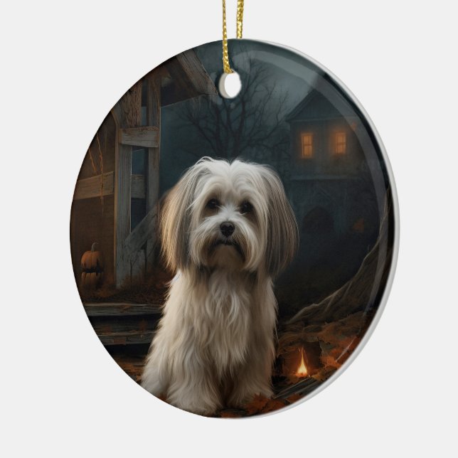 Havanese Halloween Beängstigend Keramik Ornament (Links)