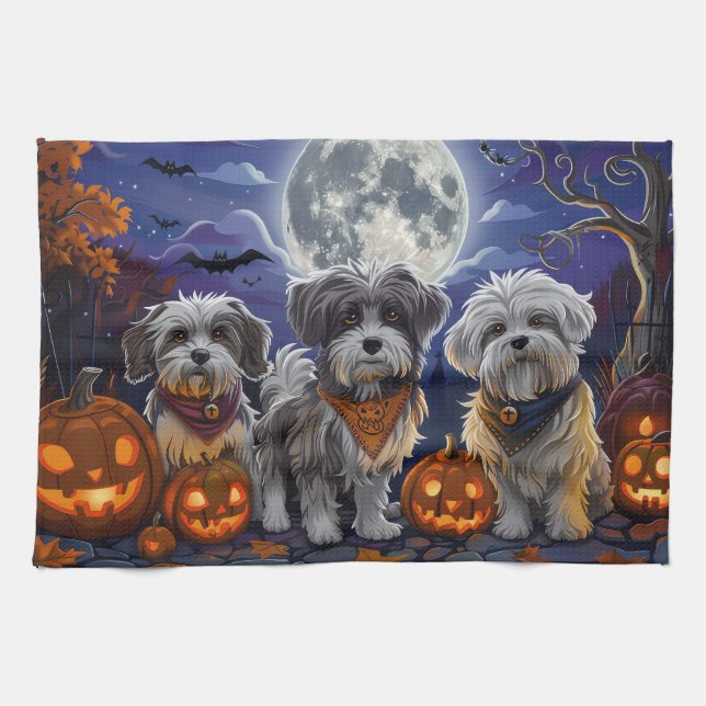Havanese Halloween Spooky Geschirrtuch (Horizontal)