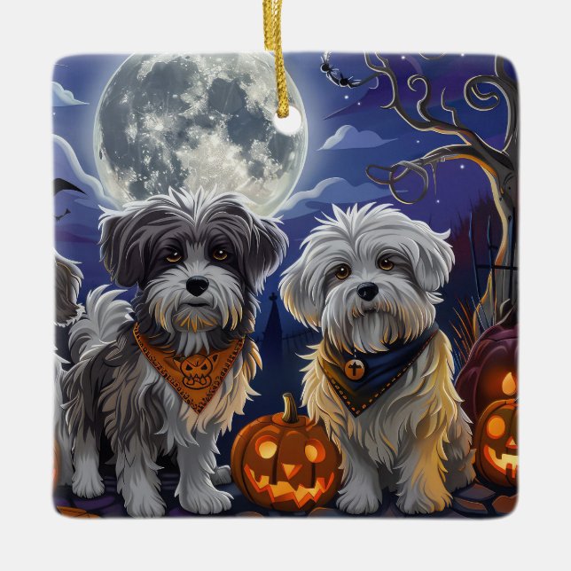 Havanese Halloween Spooky Keramikornament (Vorderseite)