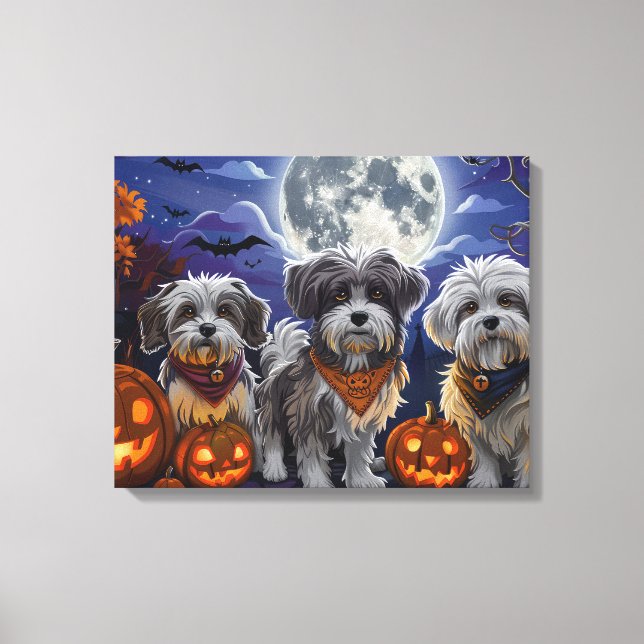Havanese Halloween Spooky Leinwanddruck (Vorderseite)