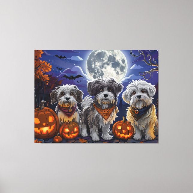 Havanese Halloween Spooky Leinwanddruck (Vorderseite)