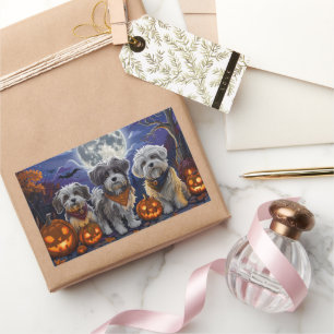 Havanese Halloween Spooky Rechteckiger Aufkleber