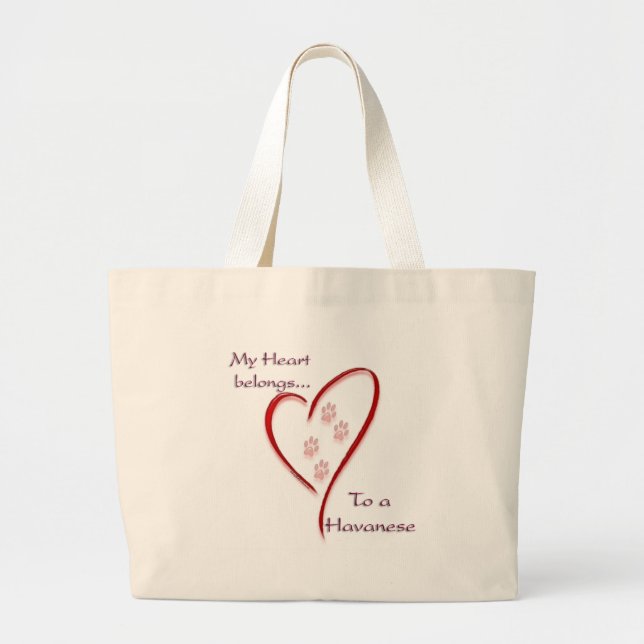Havanese Heart Belongs Jumbo Stoffbeutel (Vorne)