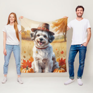 Havanese Herbstverlässt Erntedank Art Fleecedecke