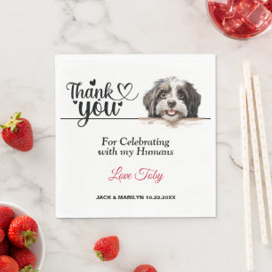 Havanese Hochzeits-Hund Foto Danke Serviette