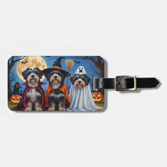 Havanese Hogs Pumpkin Halloween Funny Gepäckanhänger (Vorderseite horizontal)