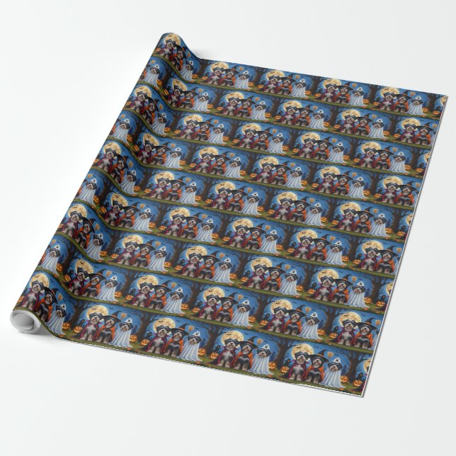Havanese Hogs Pumpkin Halloween Funny Geschenkpapier (Ungerollt)