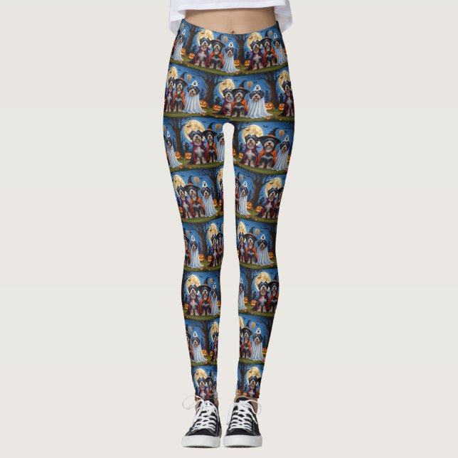 Havanese Hogs Pumpkin Halloween Funny Leggings (Vorderseite)