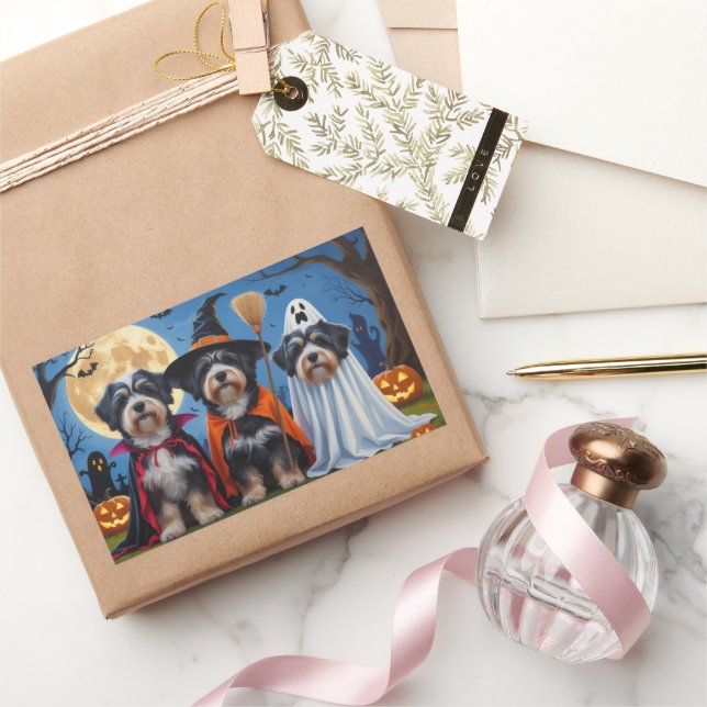 Havanese Hogs Pumpkin Halloween Funny Rechteckiger Aufkleber (Schenken)