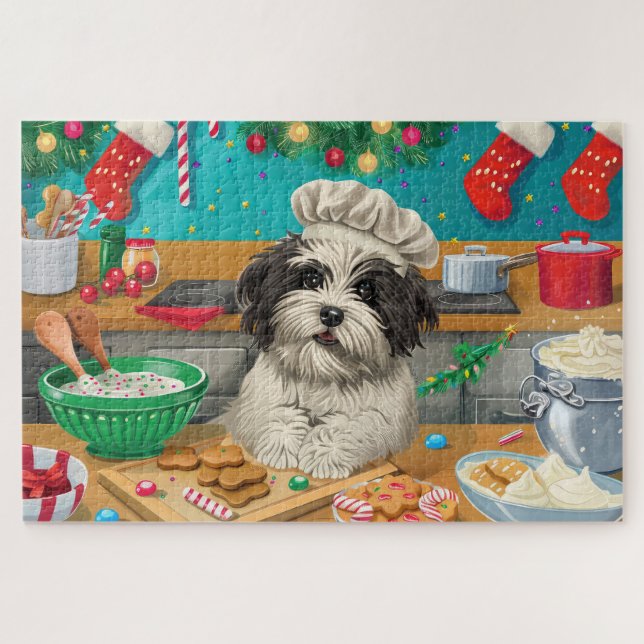 Havanese Holiday Baking: Festliche Weihnachten Puzzle (Horizontal)