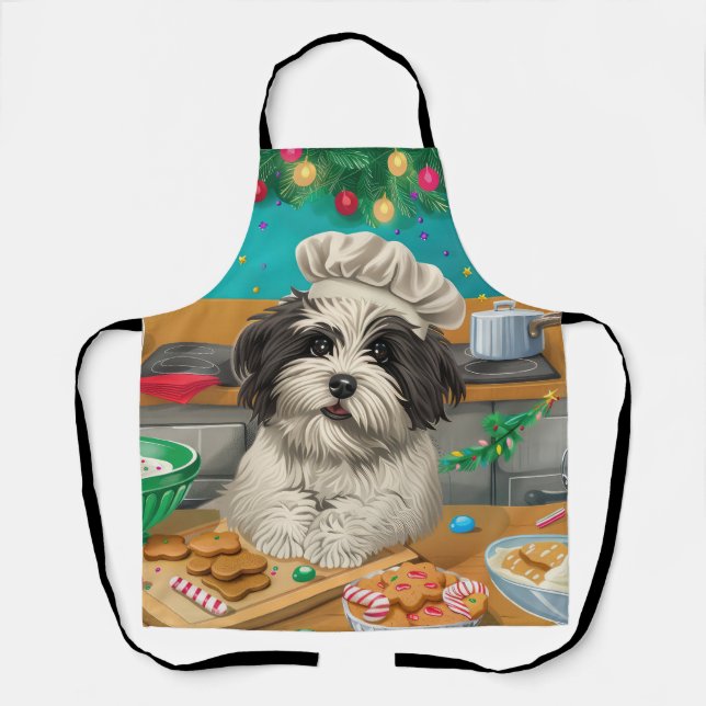 Havanese Holiday Baking: Festliche Weihnachten Schürze (Vorderseite)