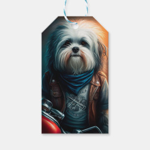 Havanese-Hund auf Fahrrad Digitale Malerei Geschenkanhänger