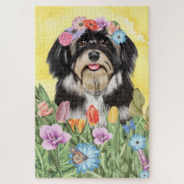 Havanese Hund Blume Puzzle (Vertikal)
