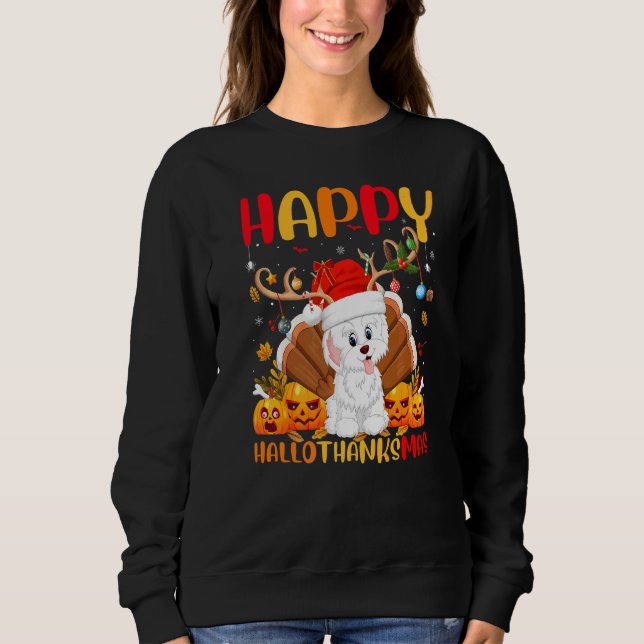 Havanese Hund  Glücklicher Havanese Hellothanksmas Sweatshirt (Vorderseite)
