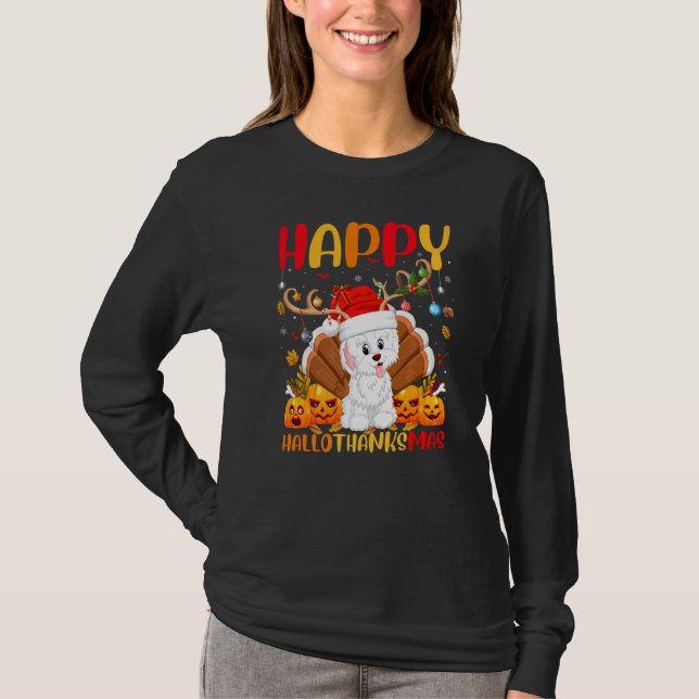 Havanese Hund  Glücklicher Havanese Hellothanksmas T-Shirt (Vorderseite)