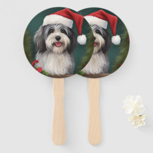 Havanese Hund im Schnee Weihnachten Fächer
