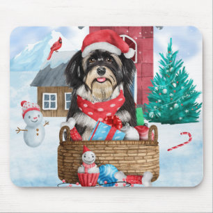 Havanese Hund im Schnee Weihnachtshaus Mousepad