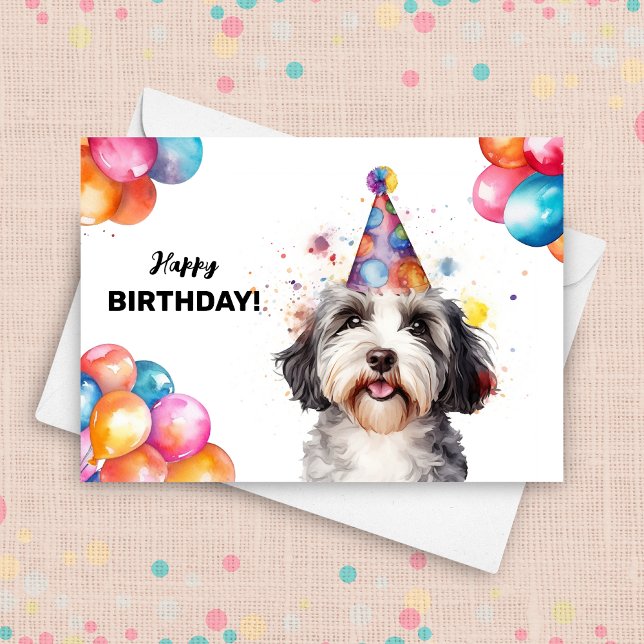 Havanese Hund mit Balloons und Party Hat Geburtsta Karte (Von Creator hochgeladen)
