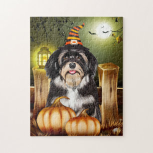 Havanese Hund mit Hexenhut Halloween-Geschenkidee Puzzle