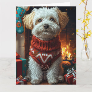 Havanese-Hund mit Weihnachtsgeschenken Karte