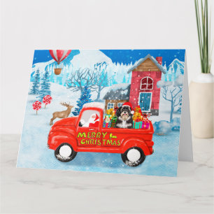 Havanese-Hund-Weihnachtslieferwagen Schnee Karte