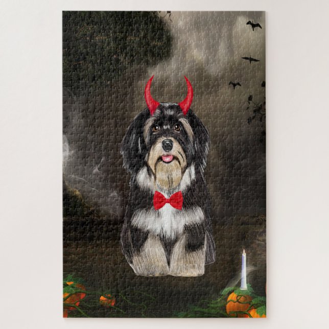 Havanese Hund zu Halloween-Kostüm Puzzle (Vertikal)