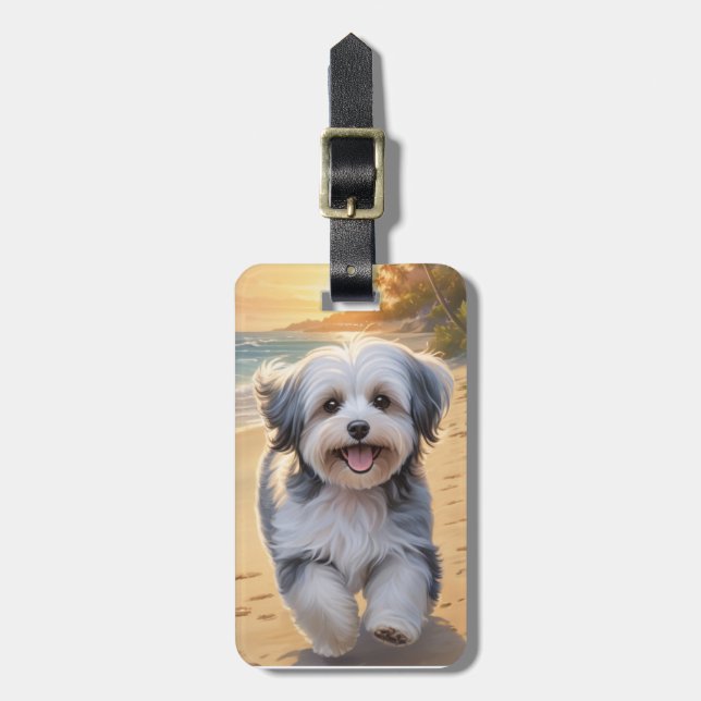 Havanese-Hunde-Gepäckanhänger Gepäckanhänger (Vorderseite vertikal)