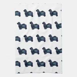 Havanese Hunde Silhouette Wasserfarbe Geschirrtuch