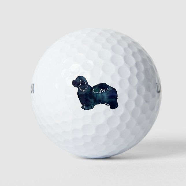 Havanese Hunde Silhouette Wasserfarbe Golfball (Vorderseite)