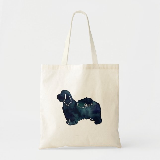 Havanese Hunde Silhouette Wasserfarbe Tragetasche (Vorne)