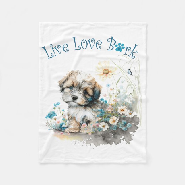 Havanese Hundefrau Blumen Fleecedecke (Vorderseite)
